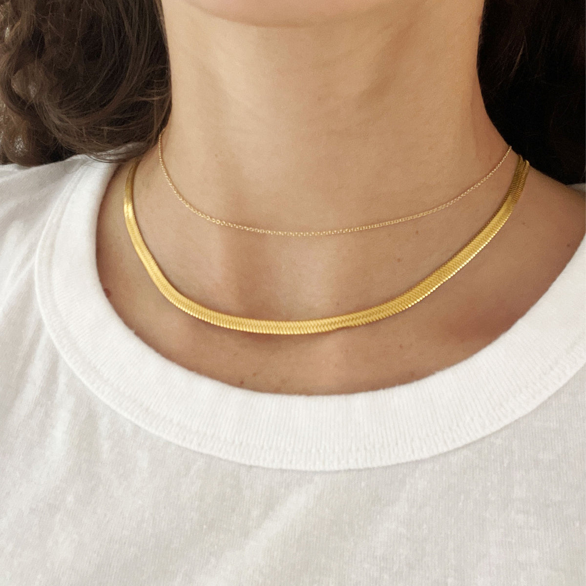 Gold Herringbone Necklace | Waterproof | Stainless Steel