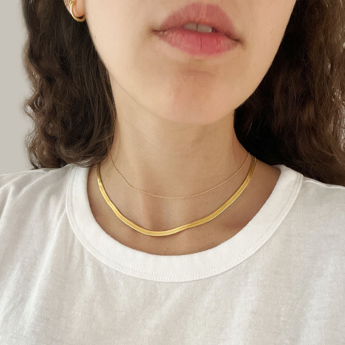 Gold Herringbone Necklace | Waterproof | Stainless Steel