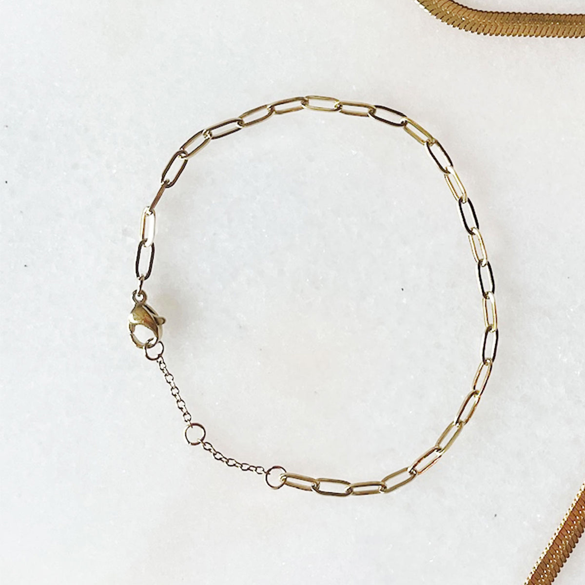 Gold Small Paperclip Bracelet | Waterproof | Stainless Steel